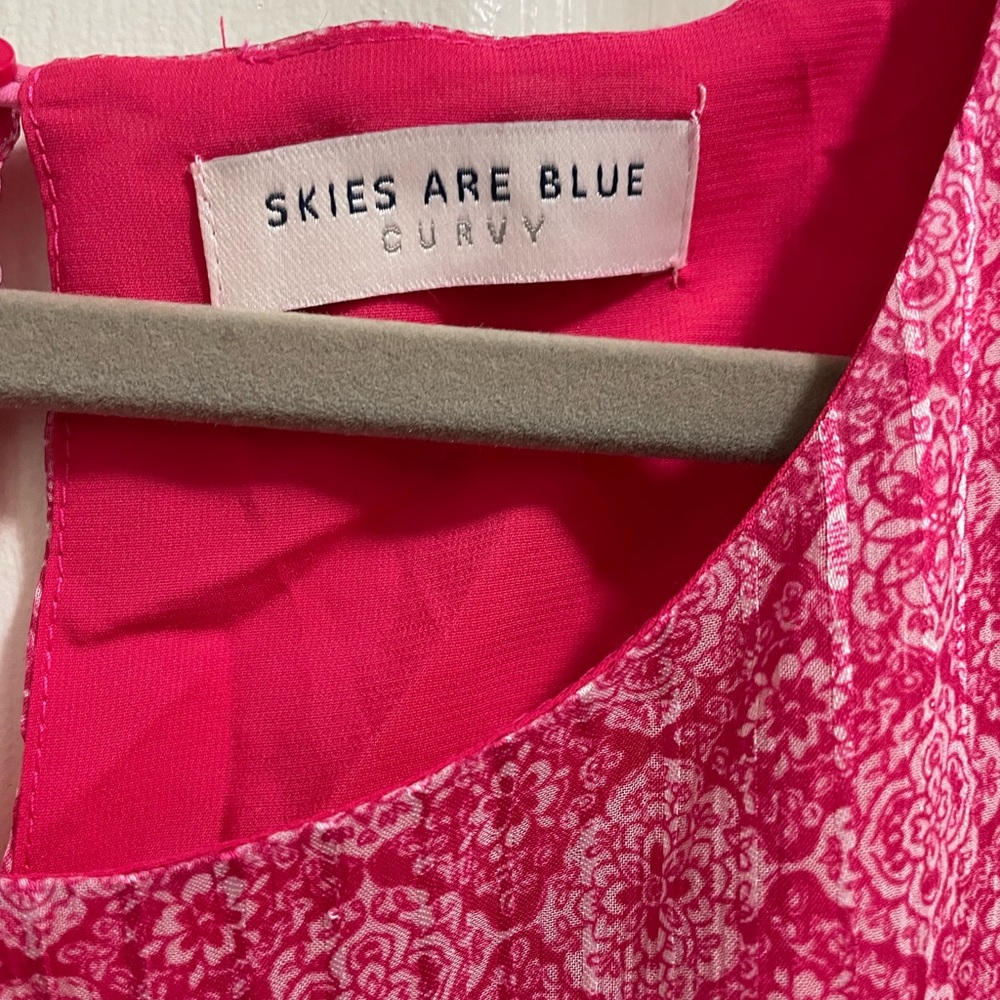 NWT Skies Are Blue Patterned Ruffle Mini in Hyper Pink Size 1X - Picture 6 of 8